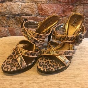 Carlos Santana Slinky Leopard Print Strappy Heels